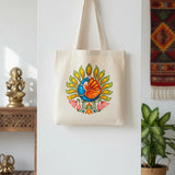 Wrapzy Kerala Mural Peacock Tote Bag - Wrapzy