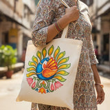 Wrapzy Kerala Mural Peacock Tote Bag - Wrapzy