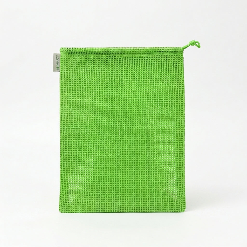 100% Cotton Reusable Vegetable Bags for Fridge | Eco-Friendly Drawstring Storage Bags | Washable Breathable Mesh Bag | Multi-Purpose Cotton Mesh | Pack of 6