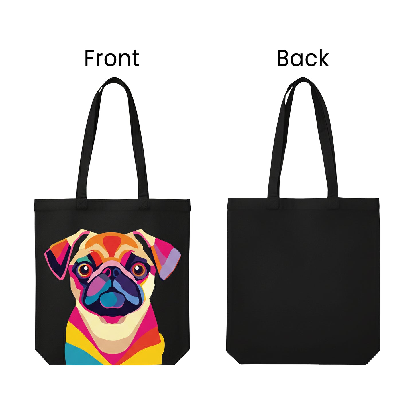 WRAPZY Black Canvas Tote Bag | Handbags for Women | Large Printed Cotton Tote Bag for Shopping, College & Office | Reusable Everyday Carry Handbag | Combo Pack