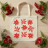 Wrapzy Red Daisy Pattern Tote Bag - Wrapzy