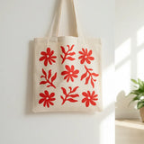 Wrapzy Red Daisy Pattern Tote Bag - Wrapzy