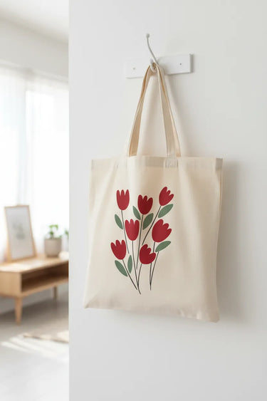 Wrapzy Red Tulip Tote Bag - Wrapzy