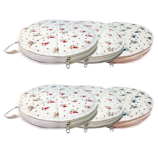 WRAPZY Cotton Roti Cover with Zip | Round Roti Cloth for Keeping Rotis Soft & Fresh | Used for Roti, Paratha, Puri, Naan & Bread | Washable & Reusable | 3 Colour Variants | Pack of 6