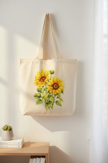 Wrapzy Watercolor Sunflower Tote Bag - Wrapzy