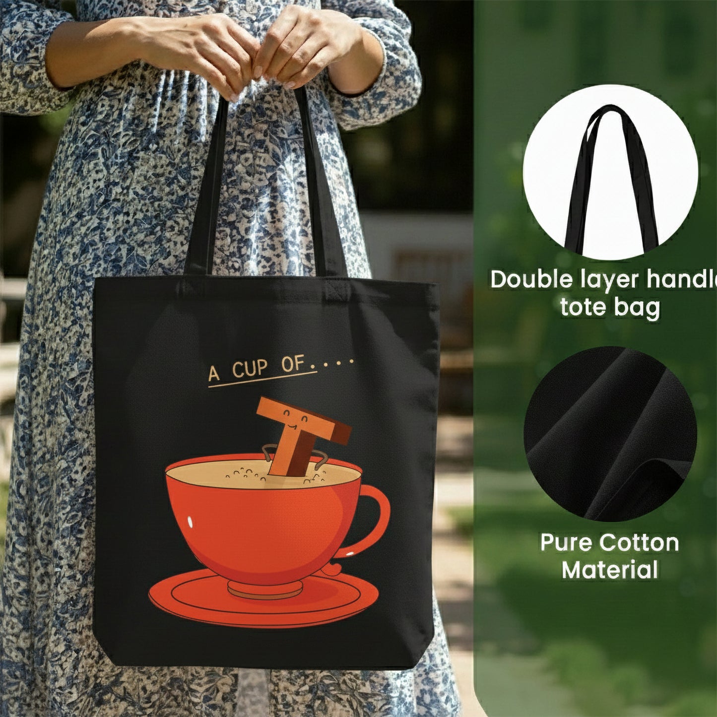 WRAPZY Black Canvas Tote Bag ? Handbags for Women | Large Printed Cotton Tote Bag for Shopping, College & Office | Reusable Everyday Carry Handbag (16 x 14 Inch) (PRINT3, One Size)