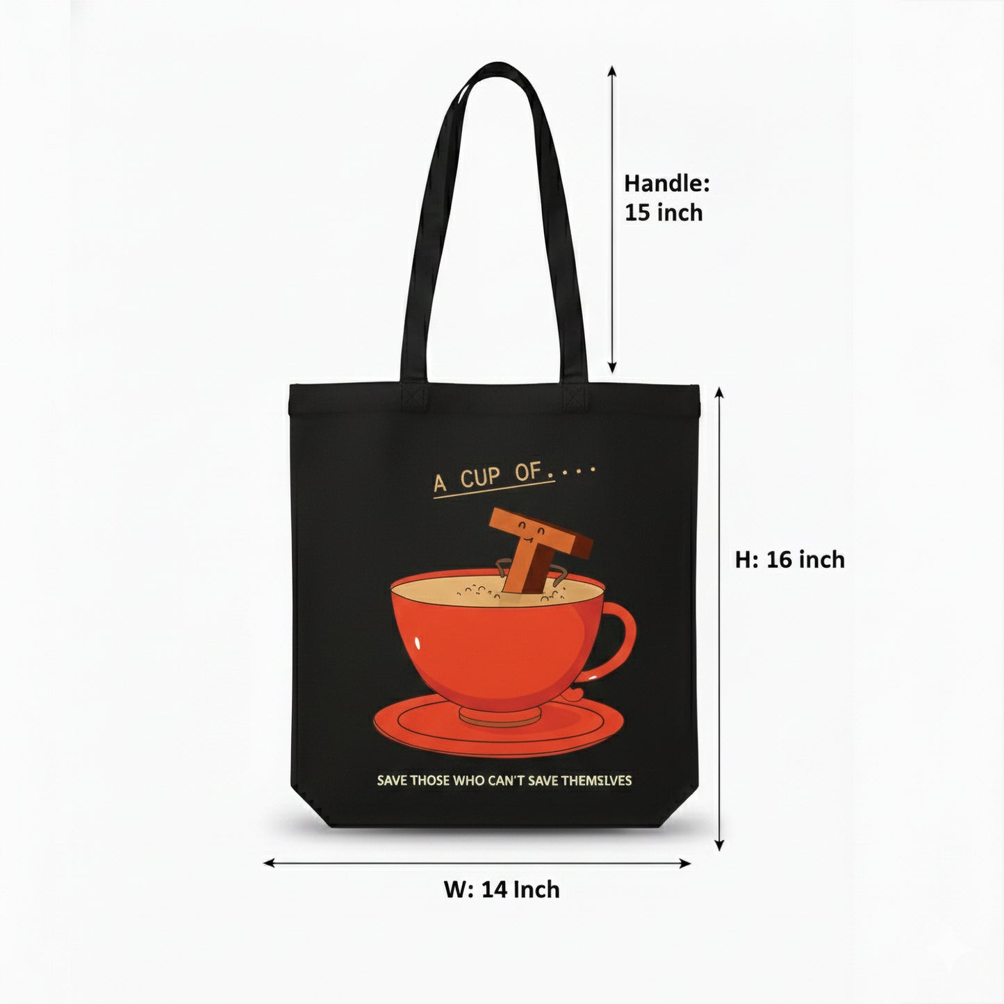 WRAPZY Black Canvas Tote Bag ? Handbags for Women | Large Printed Cotton Tote Bag for Shopping, College & Office | Reusable Everyday Carry Handbag (16 x 14 Inch) (PRINT3, One Size)