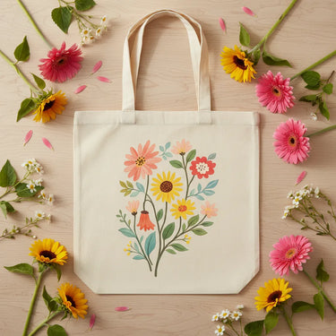 Wrapzy Wildflower Bouquet Tote Bag - Wrapzy