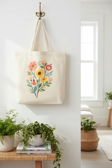 Wrapzy Wildflower Bouquet Tote Bag - Wrapzy