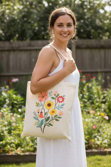 Wrapzy Wildflower Bouquet Tote Bag - Wrapzy