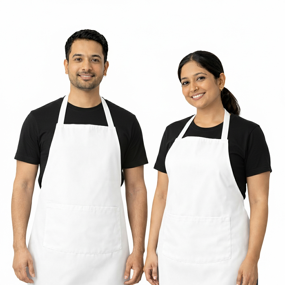 WRAPZY - Waterproof Unisex Solid Kitchen Apron for Men & Women with Adjustable Neck Strap - Apron for Chef - Cooking Apron for Men - Waterproof Apron - Kitchen Dress for Women - Pack of 2 (White)
