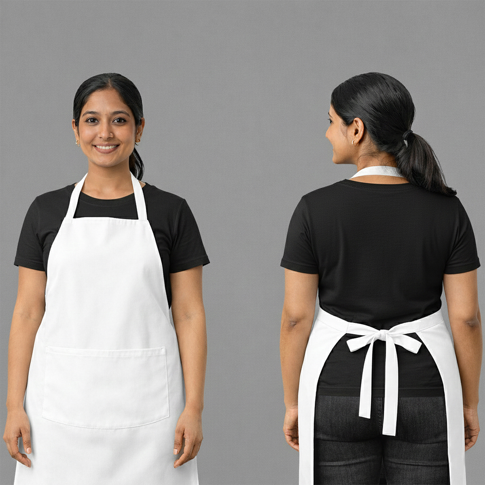 WRAPZY - Waterproof Unisex Solid Kitchen Apron for Men & Women with Adjustable Neck Strap - Apron for Chef - Cooking Apron for Men - Waterproof Apron - Kitchen Dress for Women - Pack of 2 (White)