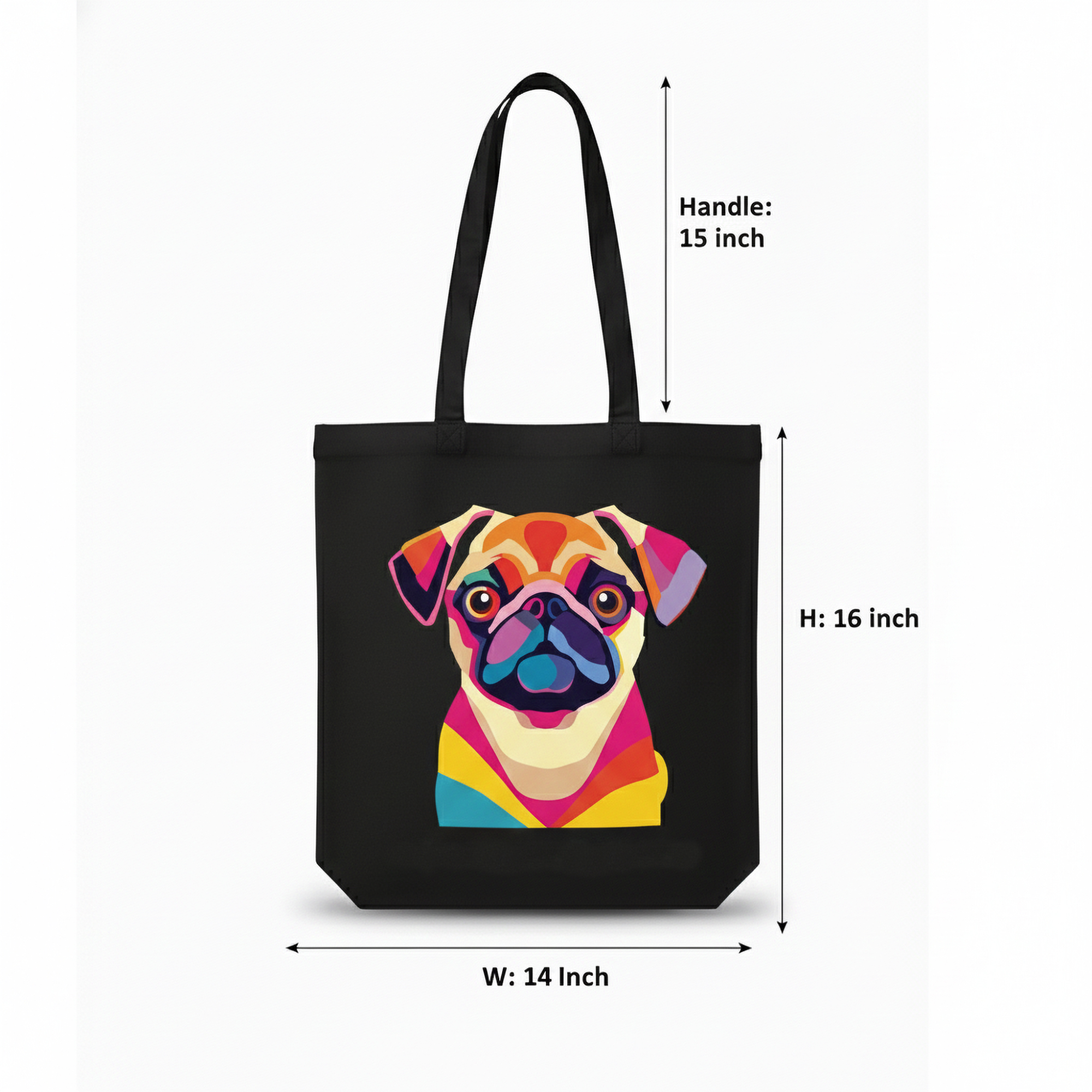 WRAPZY Black Canvas Tote Bag ? Handbags for Women | Large Printed Cotton Tote Bag for Shopping, College & Office | Reusable Everyday Carry Handbag (16 x 14 Inch) (PRINT1, One Size)