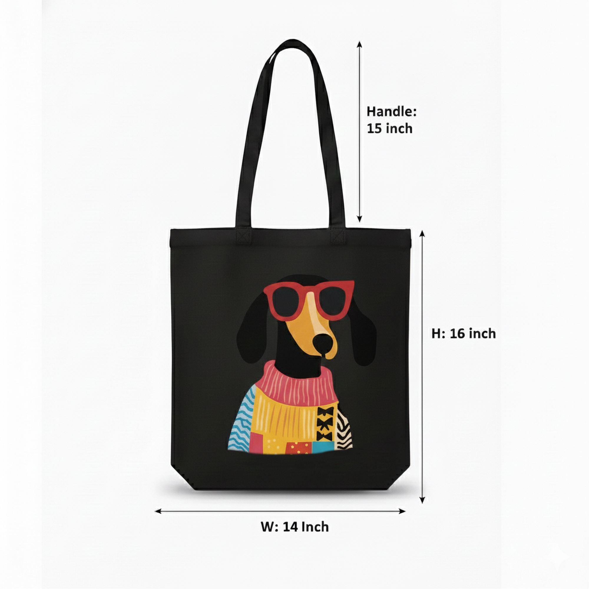 WRAPZY Black Canvas Tote Bag ? Handbags for Women | Large Printed Cotton Tote Bag for Shopping, College & Office | Reusable Everyday Carry Handbag (16 x 14 Inch) (PRINT2, One Size)