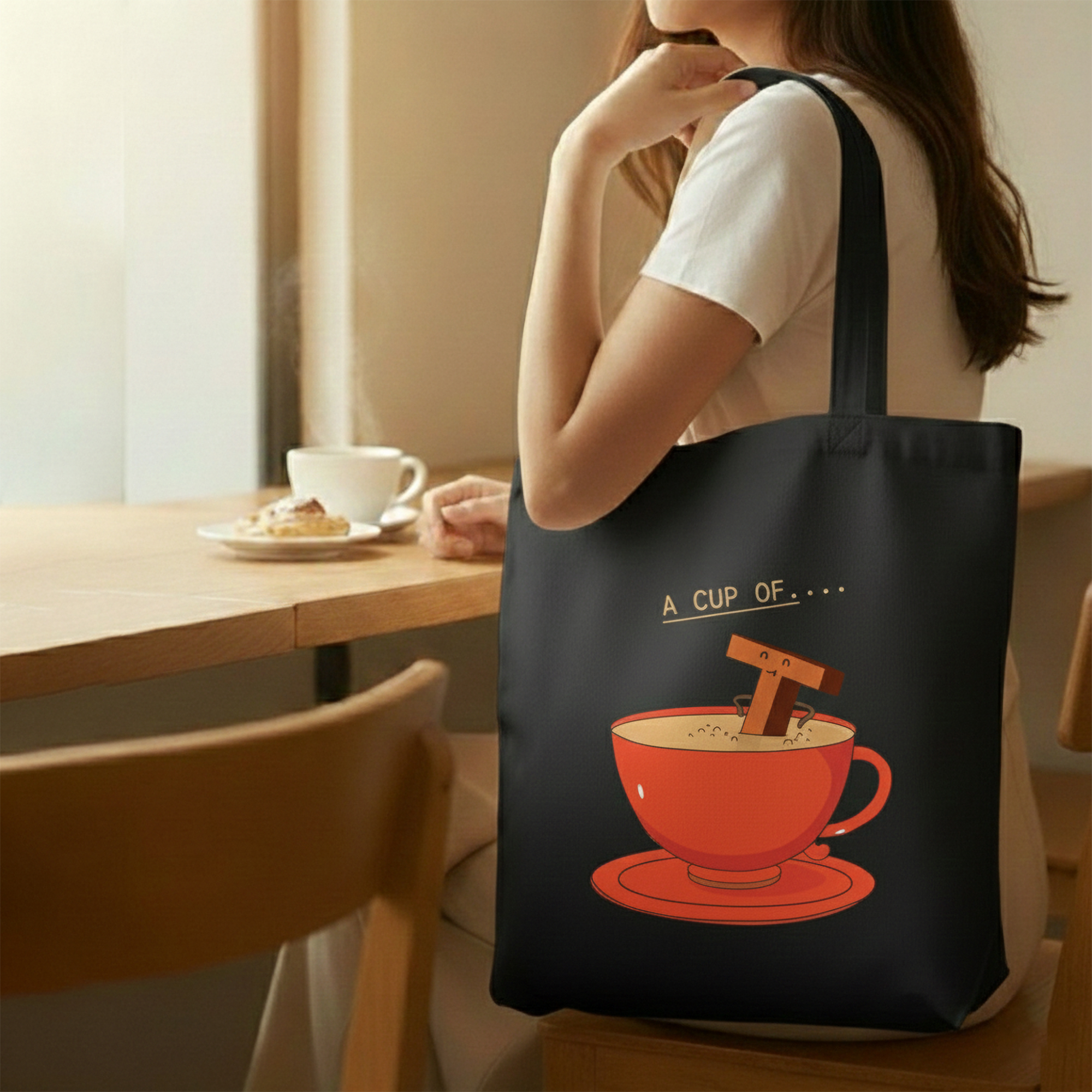 WRAPZY Black Canvas Tote Bag ? Handbags for Women | Large Printed Cotton Tote Bag for Shopping, College & Office | Reusable Everyday Carry Handbag (16 x 14 Inch) (PRINT4, One Size)