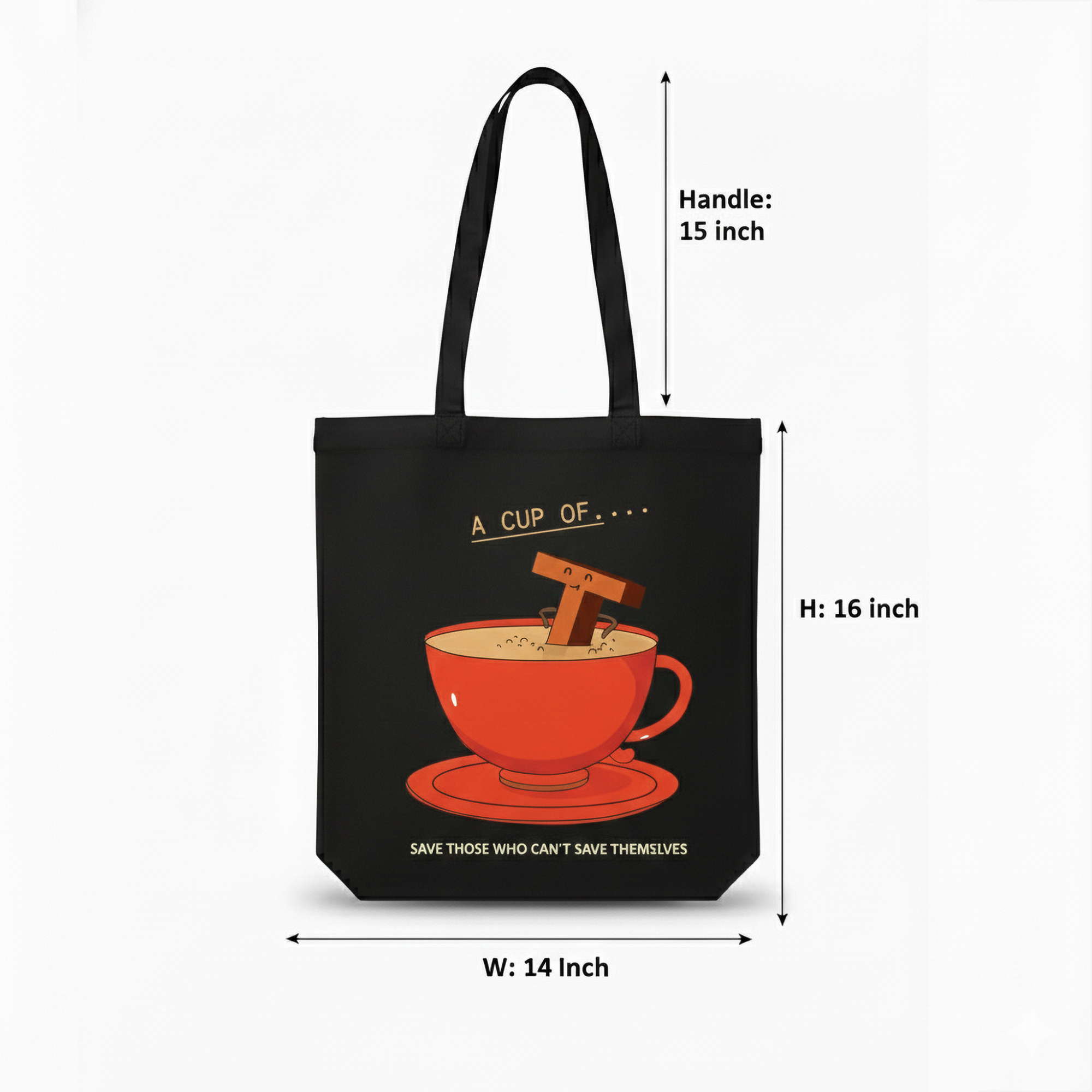 WRAPZY Black Canvas Tote Bag ? Handbags for Women | Large Printed Cotton Tote Bag for Shopping, College & Office | Reusable Everyday Carry Handbag (16 x 14 Inch) (PRINT4, One Size)