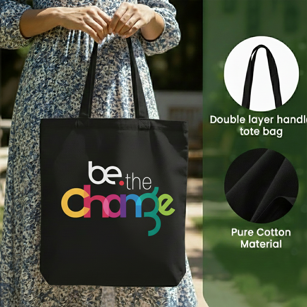 WRAPZY Black Canvas Tote Bag ? Handbags for Women | Large Printed Cotton Tote Bag for Shopping, College & Office | Reusable Everyday Carry Handbag (16 x 14 Inch) (PRINT3, One Size)