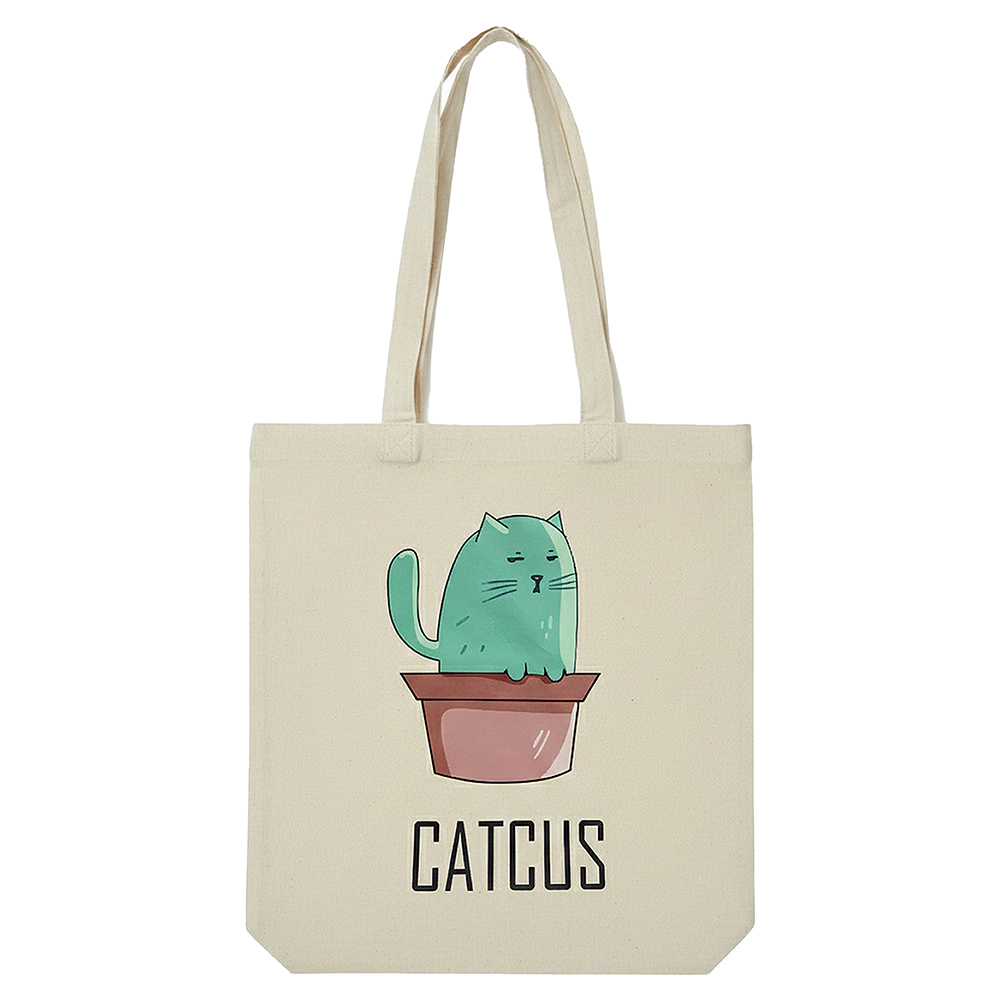 WRAPZY Premium Canvas Tote Bag for Women|Eco-Friendly, Reusable Tote Bag|Handbag for Women| Durable Shoulder Bag for Grocery, Travel, Work, School & Everyday Use | 16x14? (CATCUS, One Size)