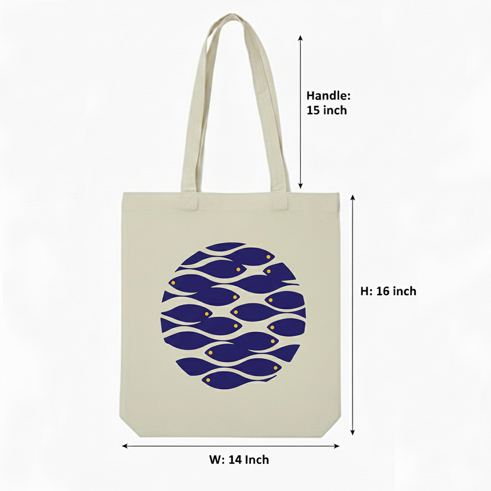 WRAPZY Premium Canvas Tote Bag for Women|Eco-Friendly, Reusable Tote Bag|Handbag for Women| Durable Shoulder Bag for Grocery, Travel, Work, School & Everyday Use | 16x14? (FISH, One Size)