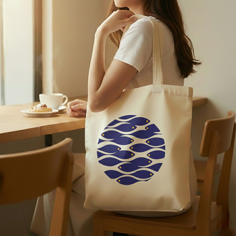 WRAPZY Premium Canvas Tote Bag for Women|Eco-Friendly, Reusable Tote Bag|Handbag for Women| Durable Shoulder Bag for Grocery, Travel, Work, School & Everyday Use | 16x14? (FISH, One Size)