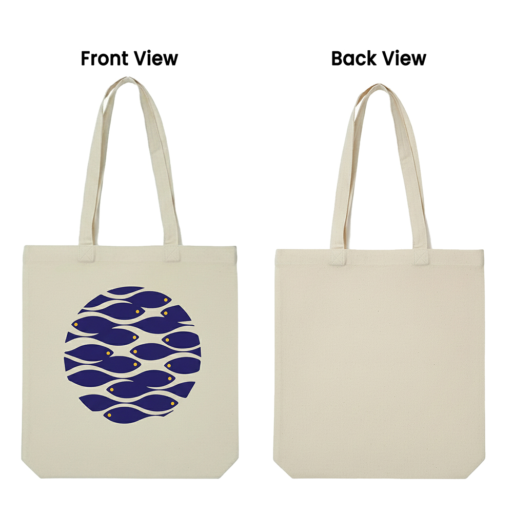 WRAPZY Premium Canvas Tote Bag for Women|Eco-Friendly, Reusable Tote Bag|Handbag for Women| Durable Shoulder Bag for Grocery, Travel, Work, School & Everyday Use | 16x14? (FISH, One Size)