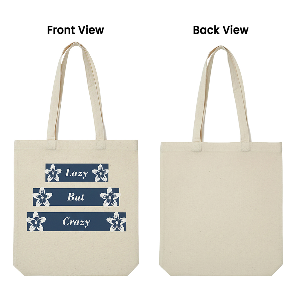 WRAPZY Premium Canvas Tote Bag for Women|Eco-Friendly, Reusable Tote Bag|Handbag for Women| Durable Shoulder Bag for Grocery, Travel, Work, School & Everyday Use | 16x14? (Lazy But Crazy, One