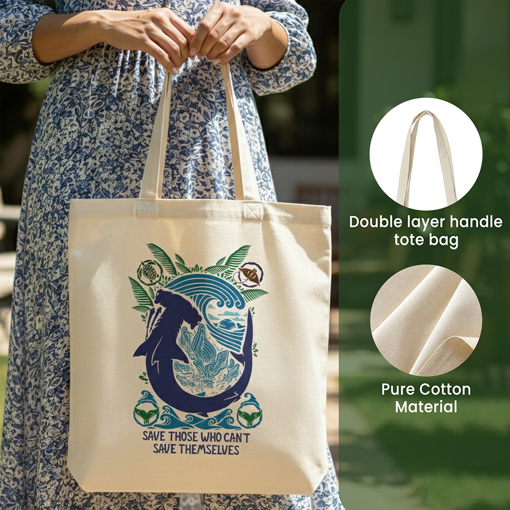 WRAPZY Premium Canvas Tote Bag for Women|Eco-Friendly, Reusable Tote Bag|Handbag for Women| Durable Shoulder Bag for Grocery, Travel, Work, School & Everyday Use | 16x14? (OCEAN-3, One Size)