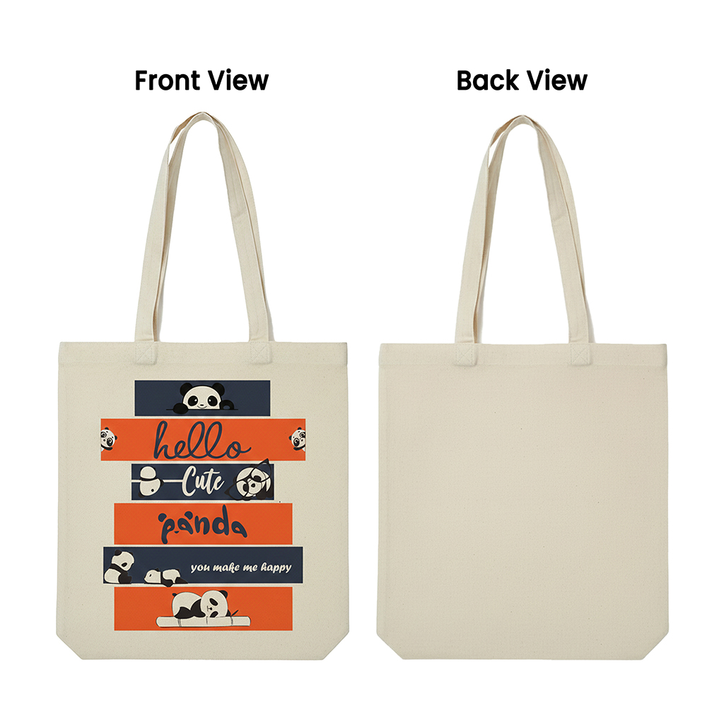 WRAPZY Premium Canvas Tote Bag for Women|Eco-Friendly, Reusable Tote Bag|Handbag for Women| Durable Shoulder Bag for Grocery, Travel, Work, School & Everyday Use | 16x14? (PANDA, One Size)