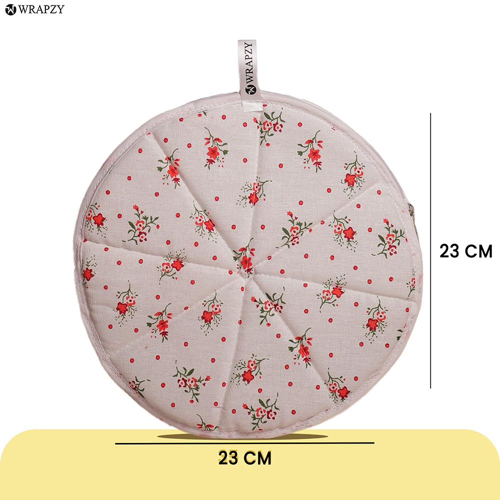 WRAPZY Cotton Roti Cover with Zip | Round Roti Cloth for Keeping Rotis Soft & Fresh | Used for Roti, Paratha, Puri, Naan & Bread | Washable & Reusable | 3 Colour Variants (ORANGE, PACK OF:6)