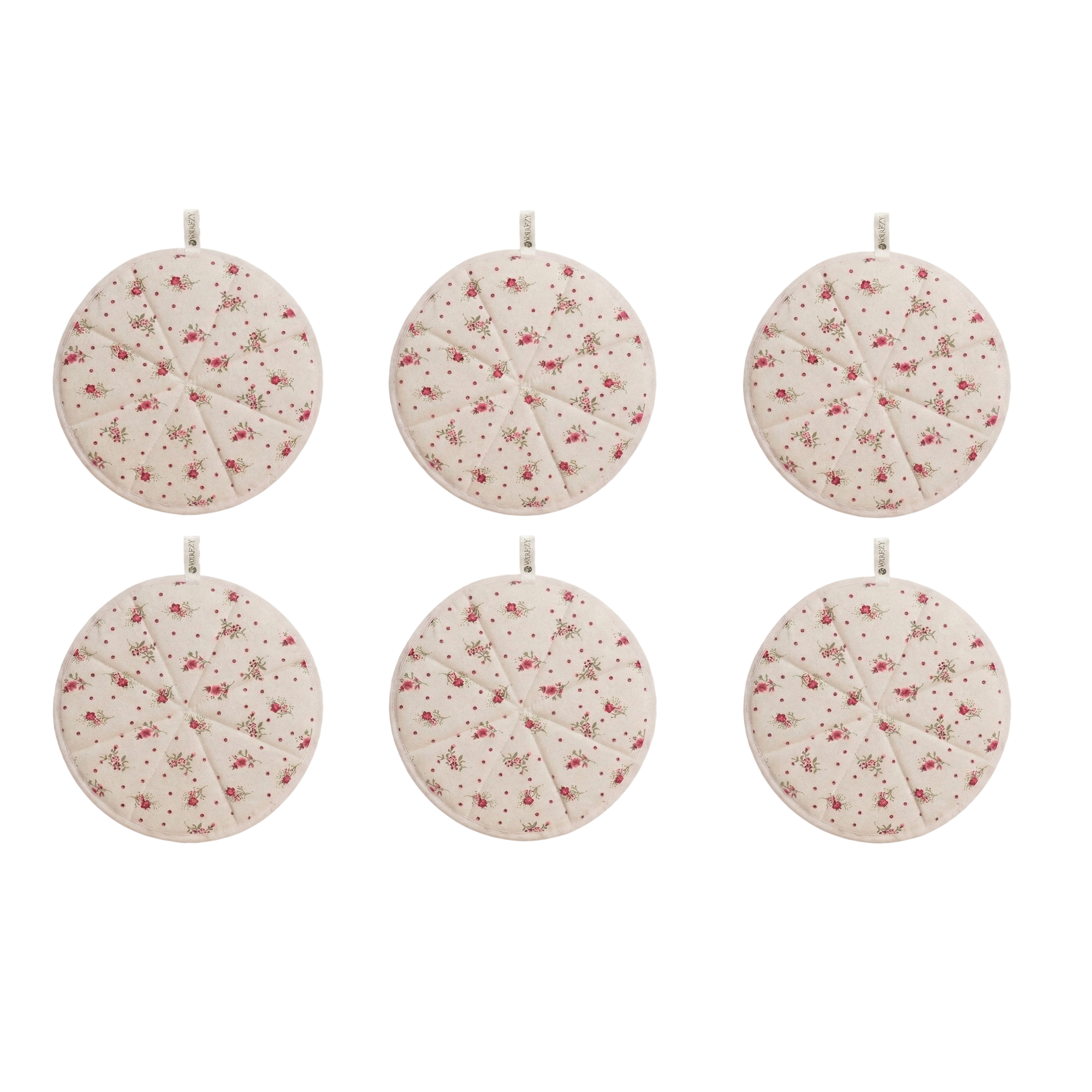 WRAPZY Cotton Roti Cover with Zip | Round Roti Cloth for Keeping Rotis Soft & Fresh | Used for Roti, Paratha, Puri, Naan & Bread | Washable & Reusable | 3 Colour Variants (PINK, PACK OF:6)