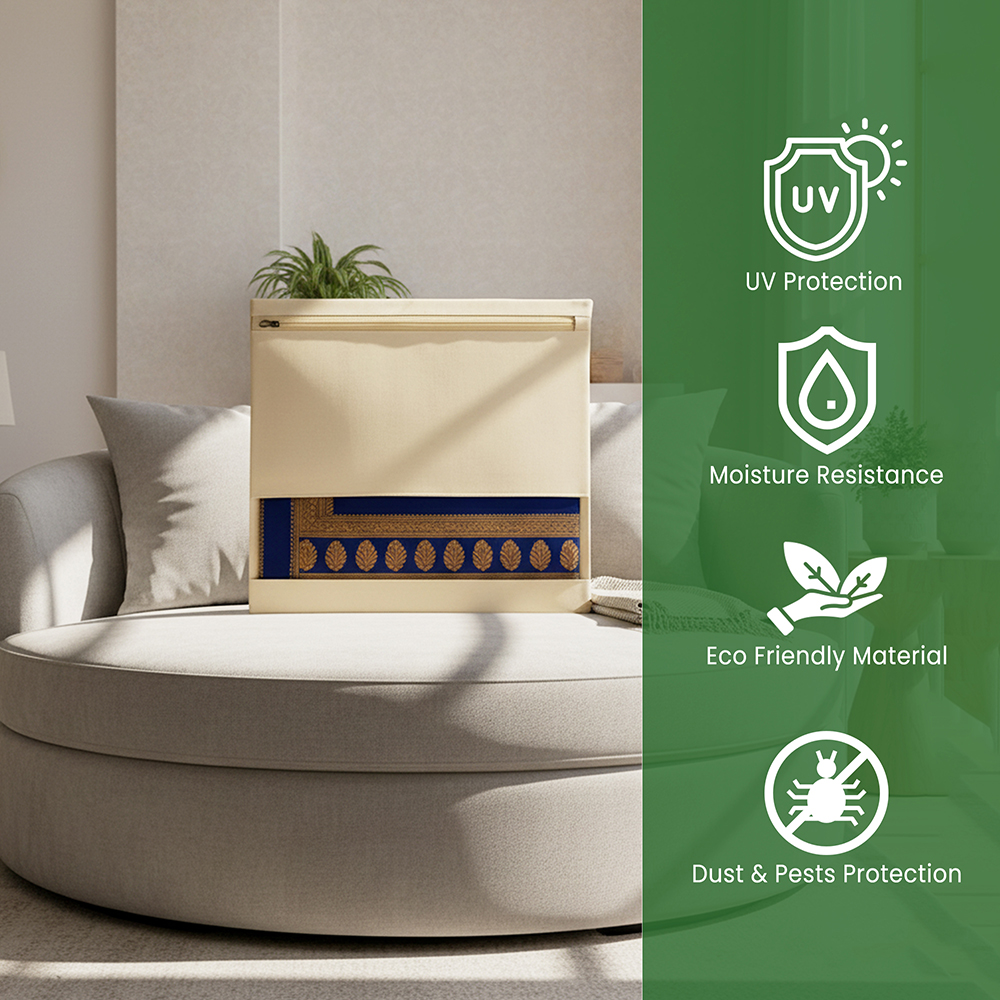 WRAPZY Saree Covers for Storage ? (Pack of 24) Premium Cotton Canvas | Saree Bags with Zip | Saree Organiser for Wardrobe | Storage Box for Sarees, Lehengas & Gifting (17x14x7 Inch)