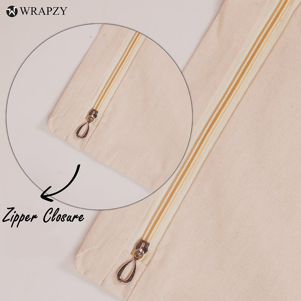 WRAPZY Saree Covers for Storage ? (Pack of 24) Premium Cotton Canvas | Saree Bags with Zip | Saree Organiser for Wardrobe | Storage Box for Sarees, Lehengas & Gifting (17x14x7 Inch)