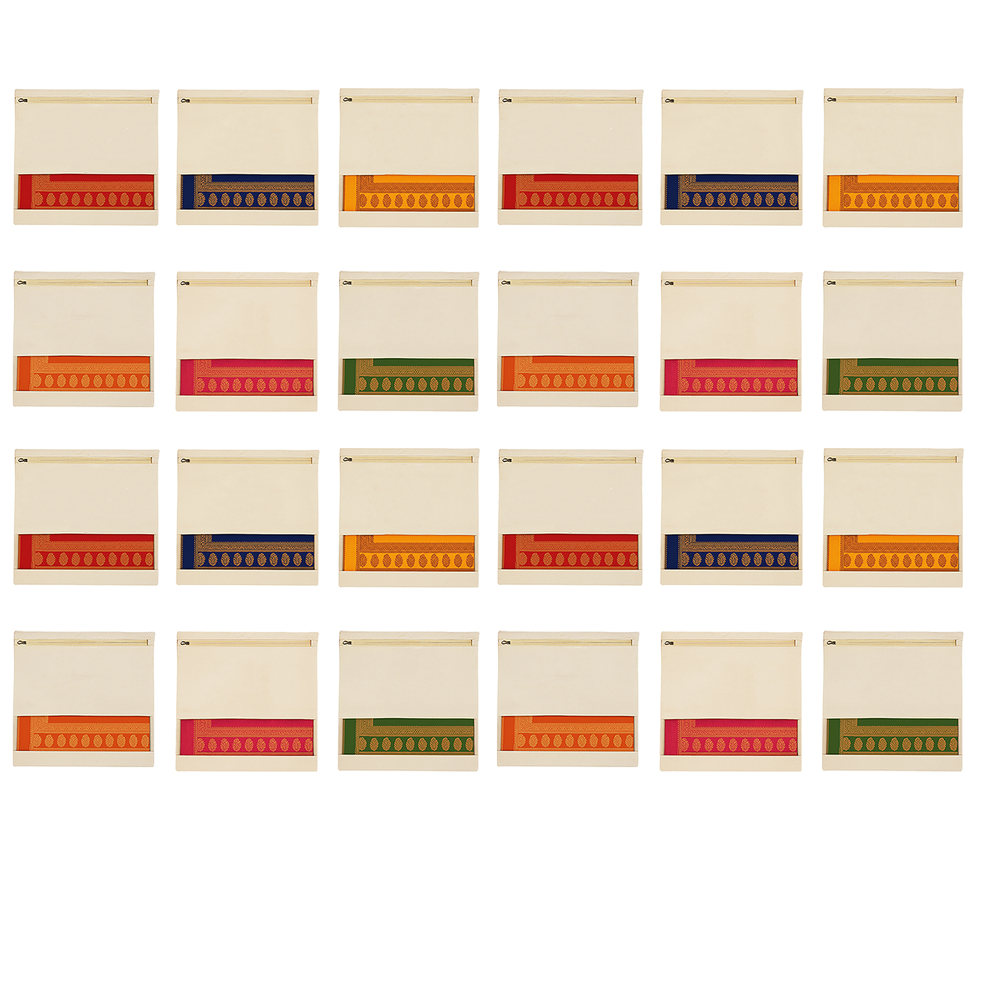 WRAPZY Saree Covers for Storage ? (Pack of 24) Premium Cotton Canvas | Saree Bags with Zip | Saree Organiser for Wardrobe | Storage Box for Sarees, Lehengas & Gifting (17x14x7 Inch)