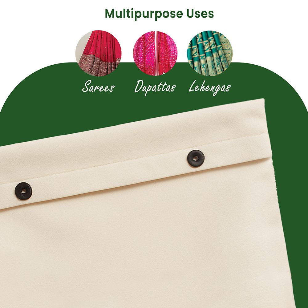 Wrapzy 100% Pure Cotton Saree Cover with Button Closure |Pack of 24 16"x14"Saree Organizer Bags |Moisture Resistant Cloth Storage Bags for Sarees, Dupattas & Lehengas | Eco-Friendly Wardrobe