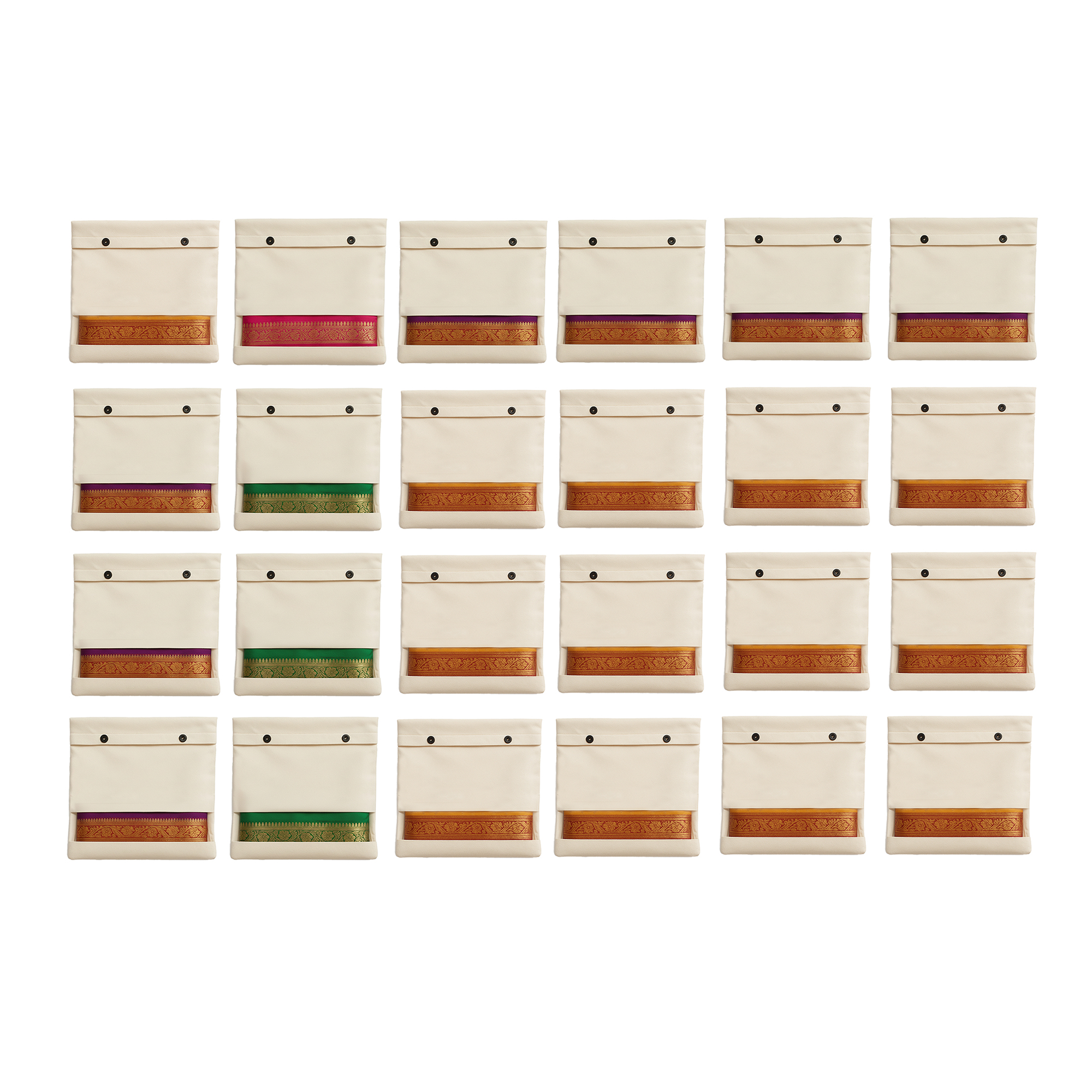 Wrapzy 100% Pure Cotton Saree Cover with Button Closure |Pack of 24 16"x14"Saree Organizer Bags |Moisture Resistant Cloth Storage Bags for Sarees, Dupattas & Lehengas | Eco-Friendly Wardrobe