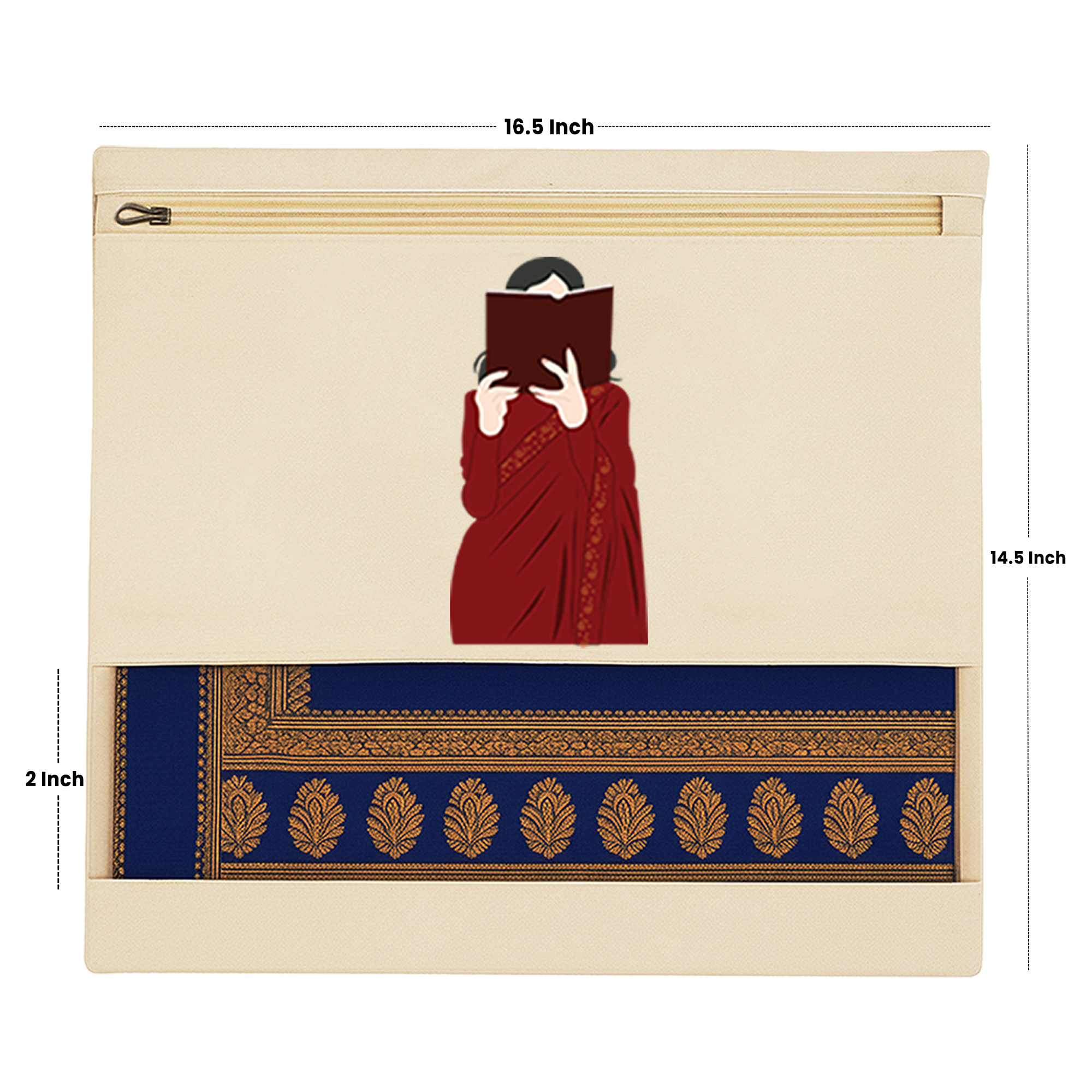 Wrapzy Pure Cotton Printed Saree Cover for Storage | Pack of 4 | Large 16 x 14 Inch Saree Bags with Zip & Transparent Mesh Window | Reusable Wardrobe Organizer for Sarees & Clothes (PRINT2, O