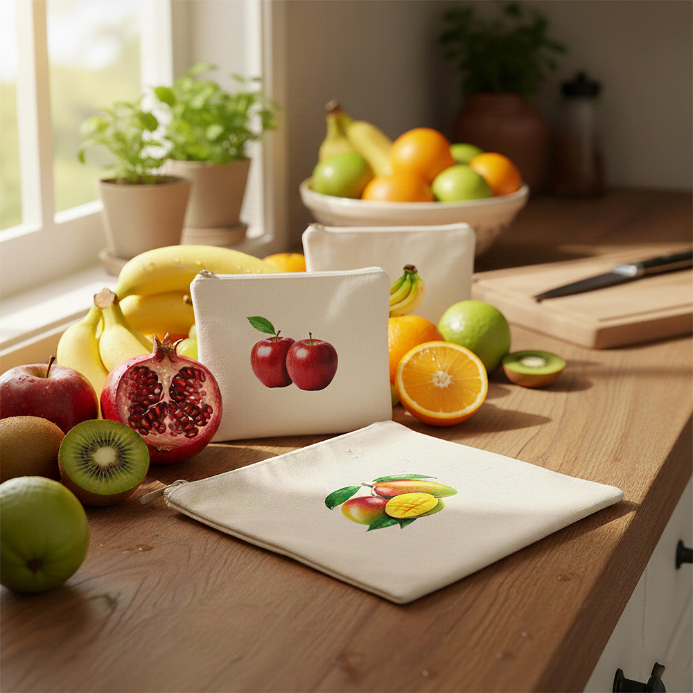 Wrapzy 100% Cotton Reusable Fruit Bags for Fridge | Eco-Friendly Storage Bags | Washable Breathable Cloth Bags for Fruits | Plastic-Free Kitchen Organizer | 12x12 Inches | Pack of 10