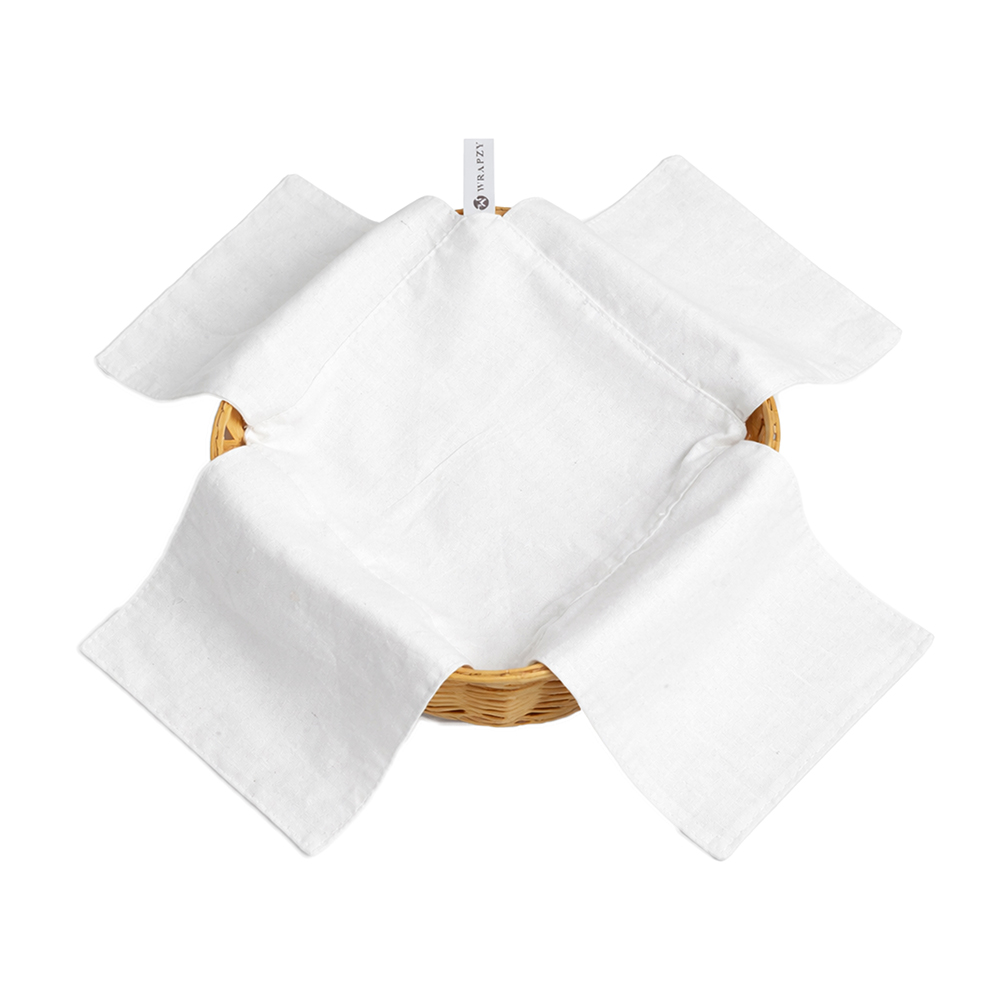 WRAPZY Double Layer Roti Cover | 100% Cotton 4-Flap Chapati Cloth (White) | Reusable, Washable Roti Rumal for Tiffin & Hot Case (Pack of:6)
