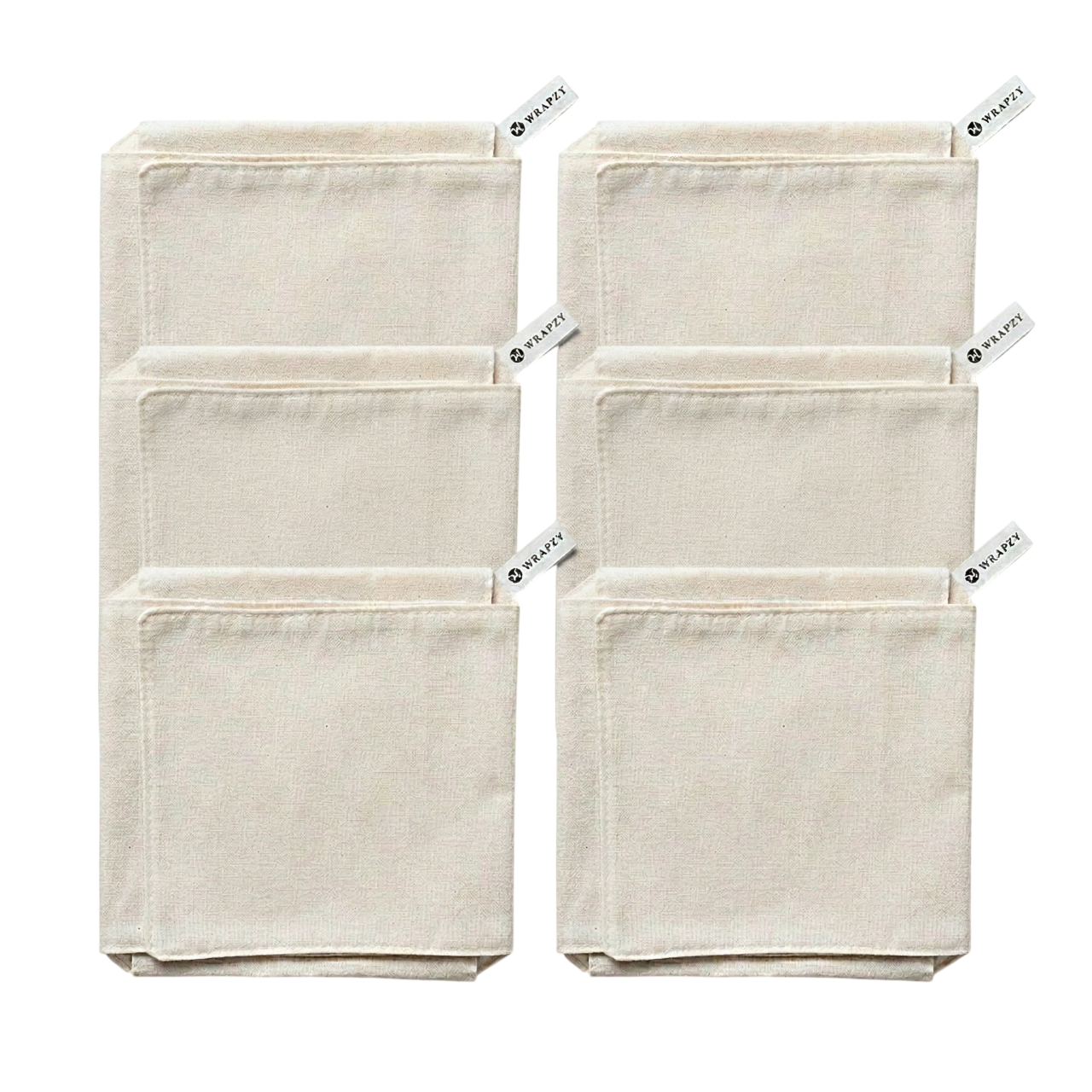 WRAPZY Double Layer Roti Cover | 100% Cotton 4-Flap Chapati Cloth (White) | Reusable, Washable Roti Rumal for Tiffin & Hot Case (Pack of:6)