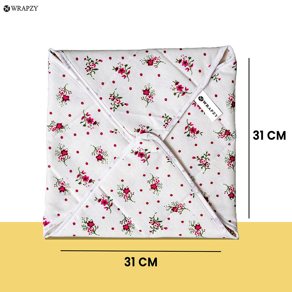 WRAPZY Roti Rumal Cotton Chapati Cover Set of 8 | 100% Cotton Roti Rumaal | Reusable Flatbread Food Cover for Roti, Chapati & Paratha