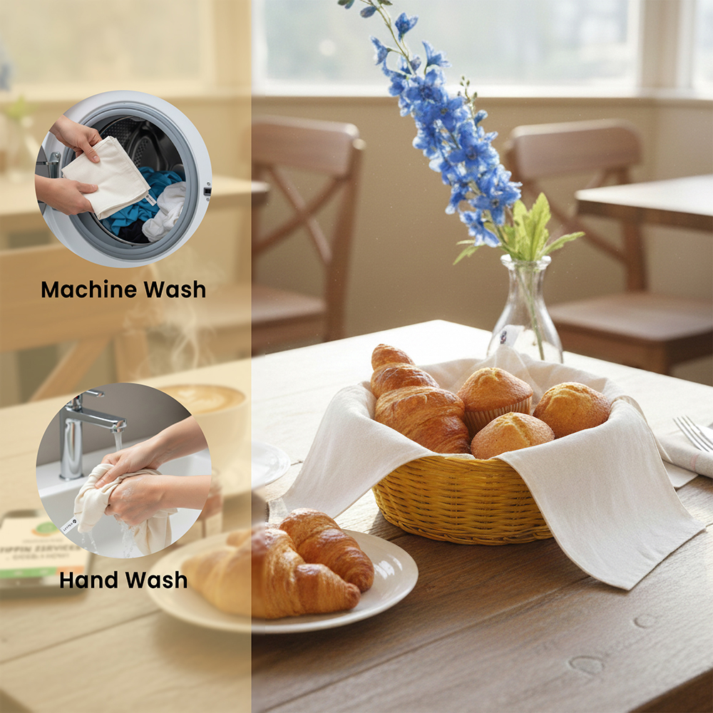 WRAPZY Double Layer Roti Cover | 100% Cotton 4-Flap Chapati Cloth (White) | Reusable, Washable Roti Rumal for Tiffin & Hot Case (Pack of:4)