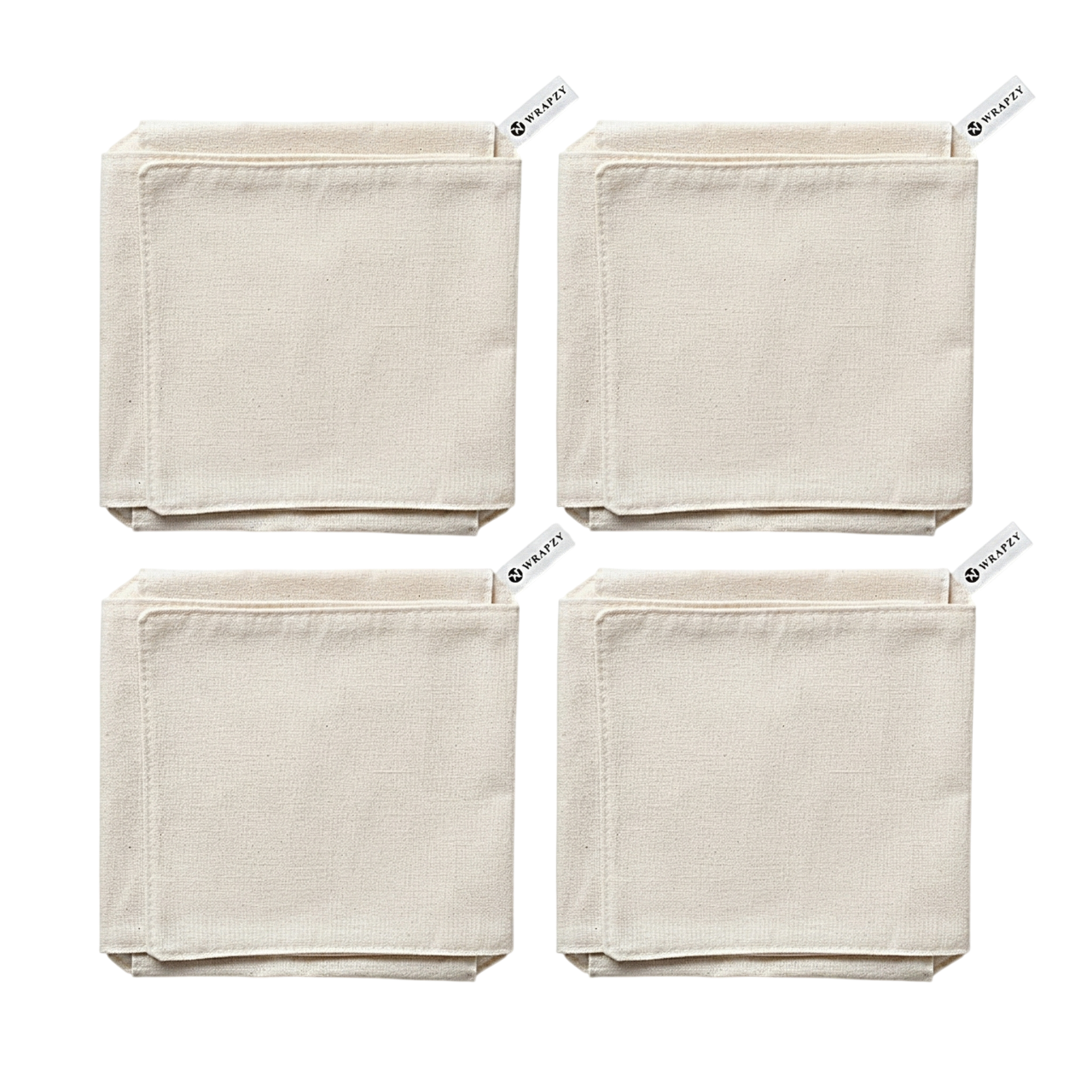 WRAPZY Double Layer Roti Cover | 100% Cotton 4-Flap Chapati Cloth (White) | Reusable, Washable Roti Rumal for Tiffin & Hot Case (Pack of:4)