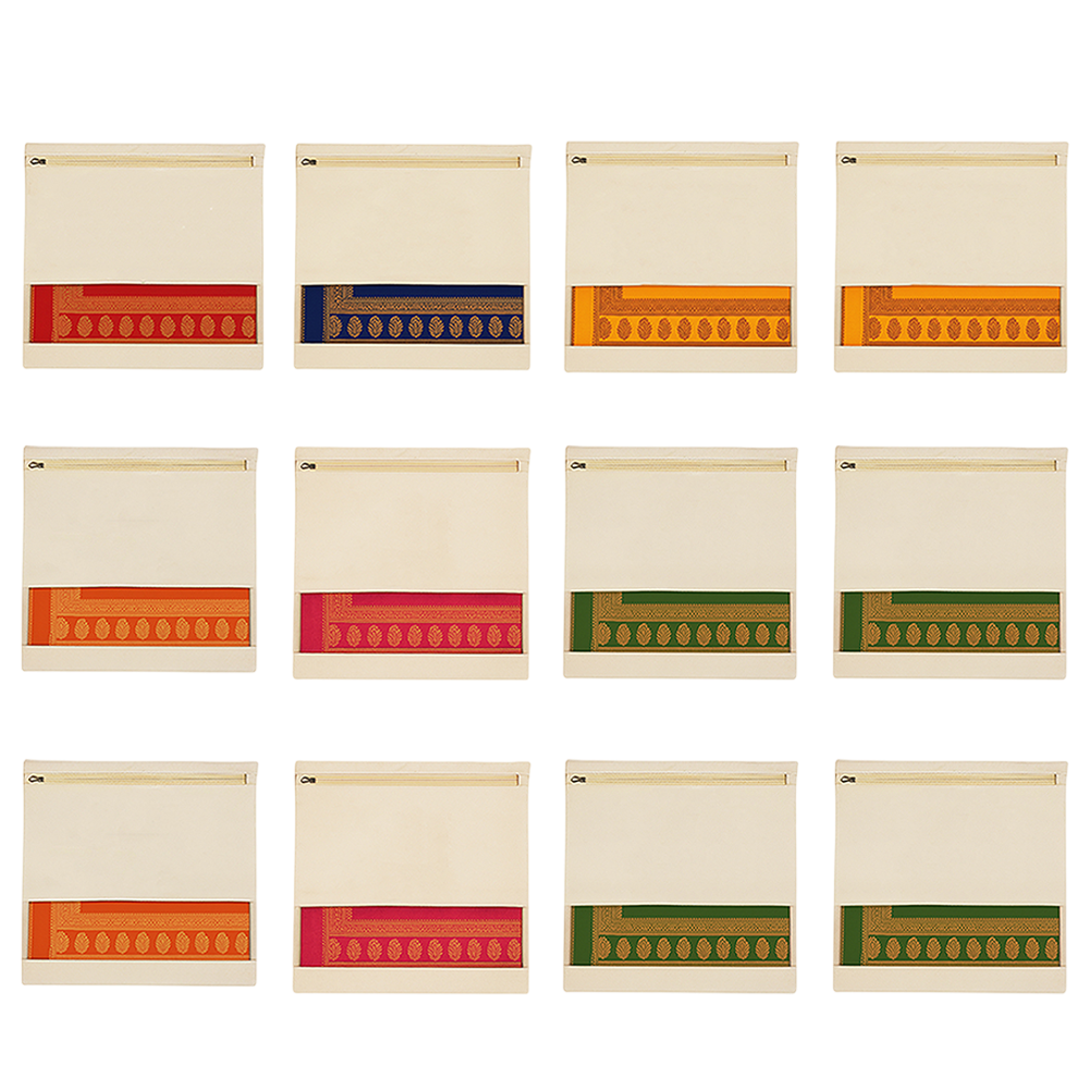 Wrapzy 100% Cotton Saree Cover with Zip| 16"?14"| Premium Zipper Saree Organizer with Transparent Net Window | Dust-Proof, Moisture-Resistant, Eco-Friendly Wardrobe Storage (PACK OF:12)