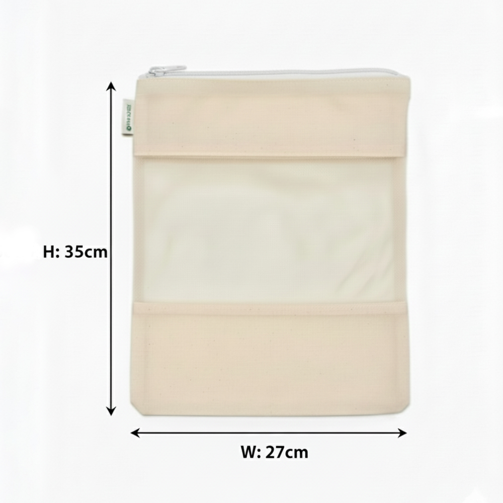 Wrapzy - Cotton Net Bag with Zip - Reusable Fridge Storage Zipper Bags For Fruits And Vegetables - Multipurpose Kitchen Storage Bags Organizer with Sturdy Zipper (Pack of 6)