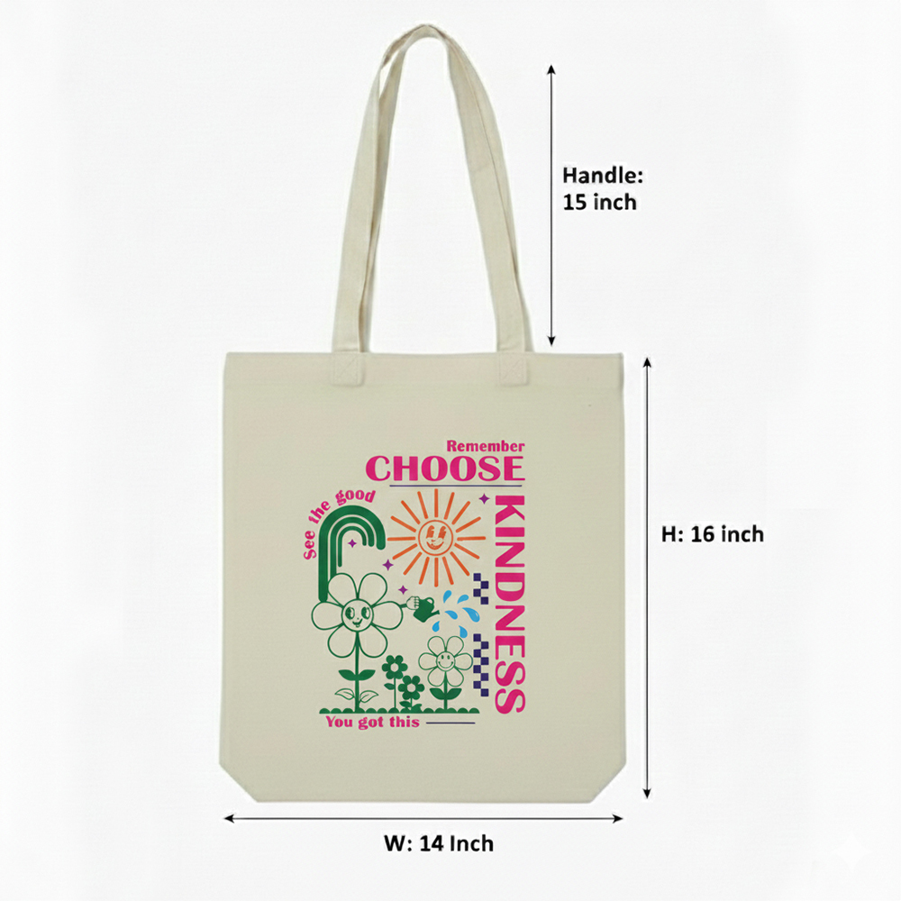 WRAPZY Premium Canvas Tote Bag for Women|Eco-Friendly, Reusable Tote Bag|Handbag for Women| Durable Shoulder Bag for Grocery, Travel, Work, School & Everyday Use | 16x14? (KIDNESS, One Size)