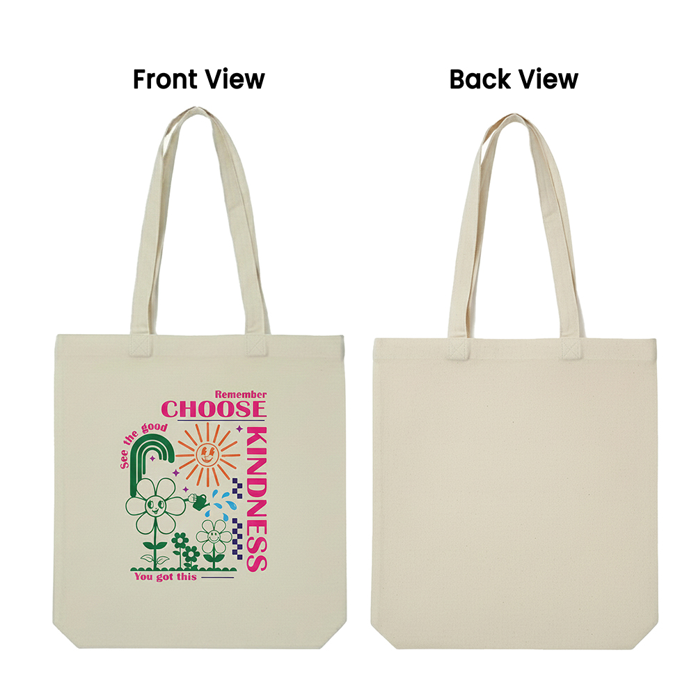 WRAPZY Premium Canvas Tote Bag for Women|Eco-Friendly, Reusable Tote Bag|Handbag for Women| Durable Shoulder Bag for Grocery, Travel, Work, School & Everyday Use | 16x14? (KIDNESS, One Size)