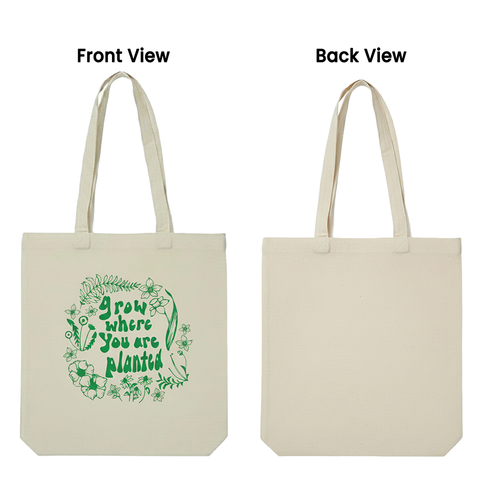 WRAPZY Premium Canvas Tote Bag for Women|Eco-Friendly, Reusable Tote Bag|Handbag for Women| Durable Shoulder Bag for Grocery, Travel, Work, School & Everyday Use | 16x14? (PLANTED, One Size)