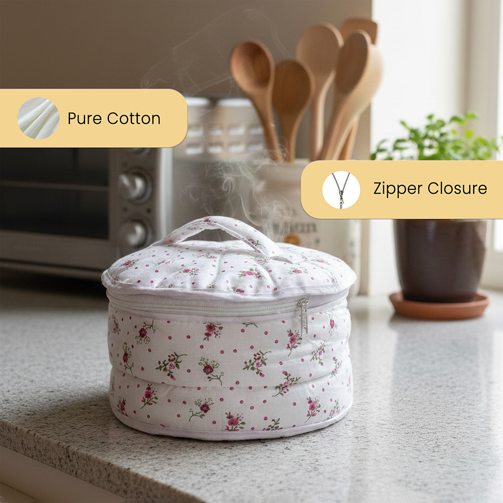 WRAPZY Cotton Tiffin Cover with Zip |  Keeps Food  Fresh | Reusable Eco-Friendly Fabric Lunch Bag for Office, School & Travel - Pack of 2