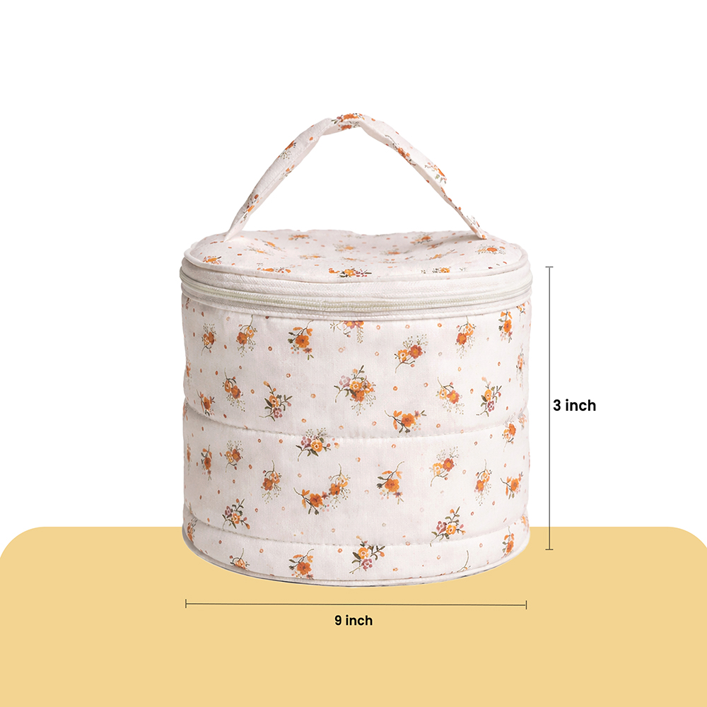 WRAPZY Cotton Tiffin Cover with Zip |  Keeps Food  Fresh | Reusable Eco-Friendly Fabric Lunch Bag for Office, School & Travel - Pack of 2