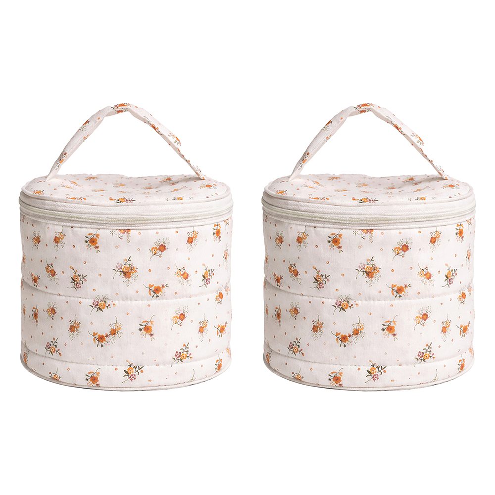 WRAPZY Cotton Tiffin Cover with Zip |  Keeps Food  Fresh | Reusable Eco-Friendly Fabric Lunch Bag for Office, School & Travel - Pack of 2